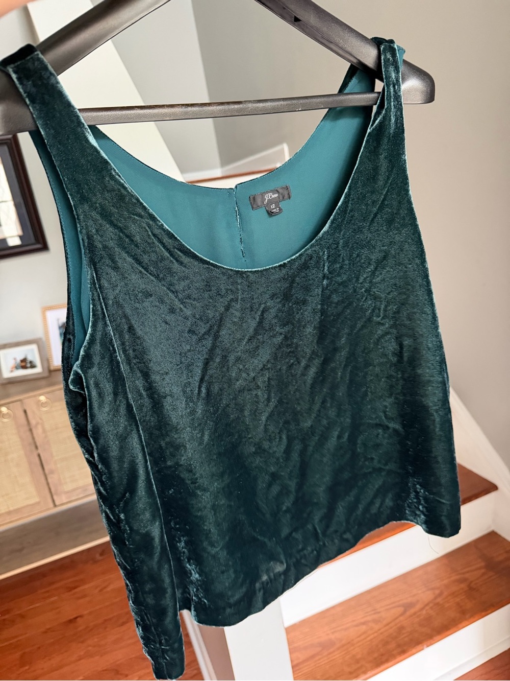 J. Crew Emerald Velvet Scoop Tank